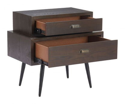 Mechy Tow Drawers Wooden Side Table