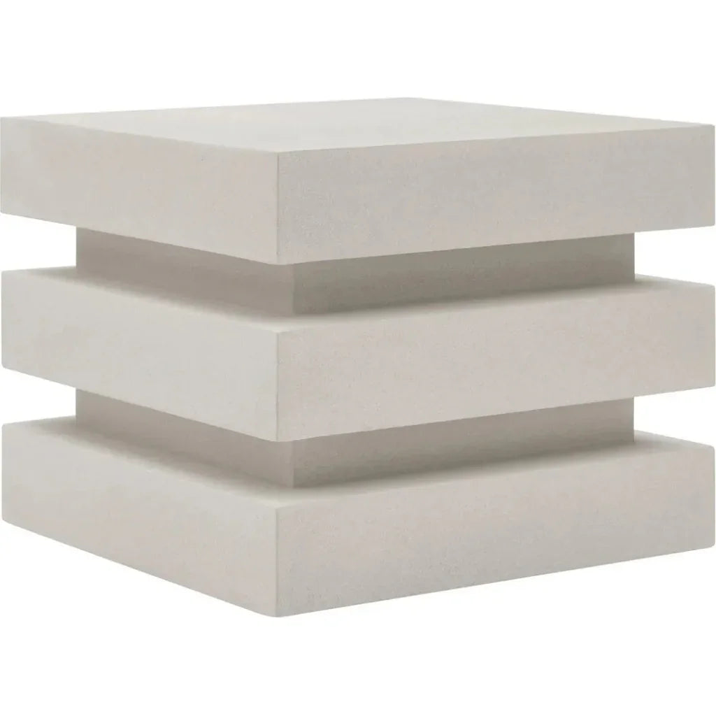 Meditation Block Short - White Outdoor End Table