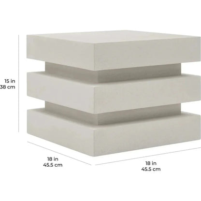 Meditation Block Short - White Outdoor End Table