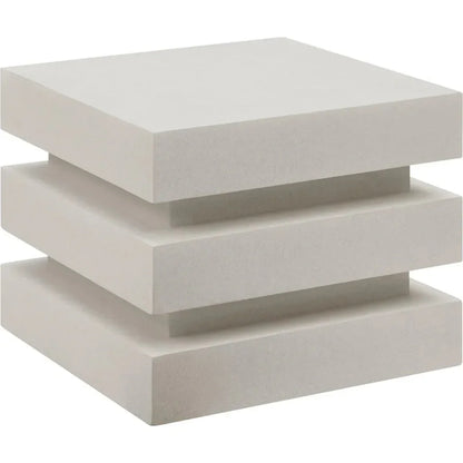Meditation Block Short - White Outdoor End Table