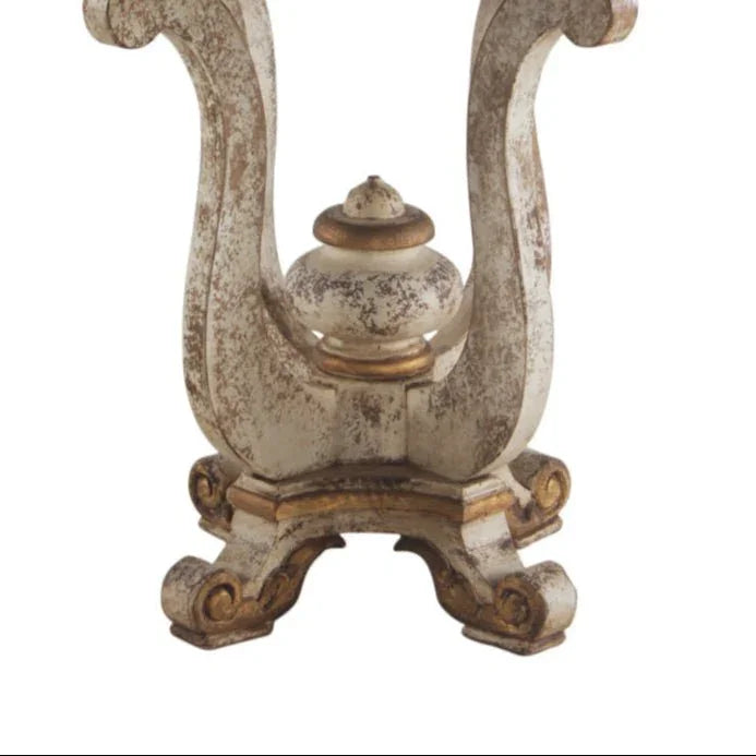 Mediterranean Wooden Round Accent Table