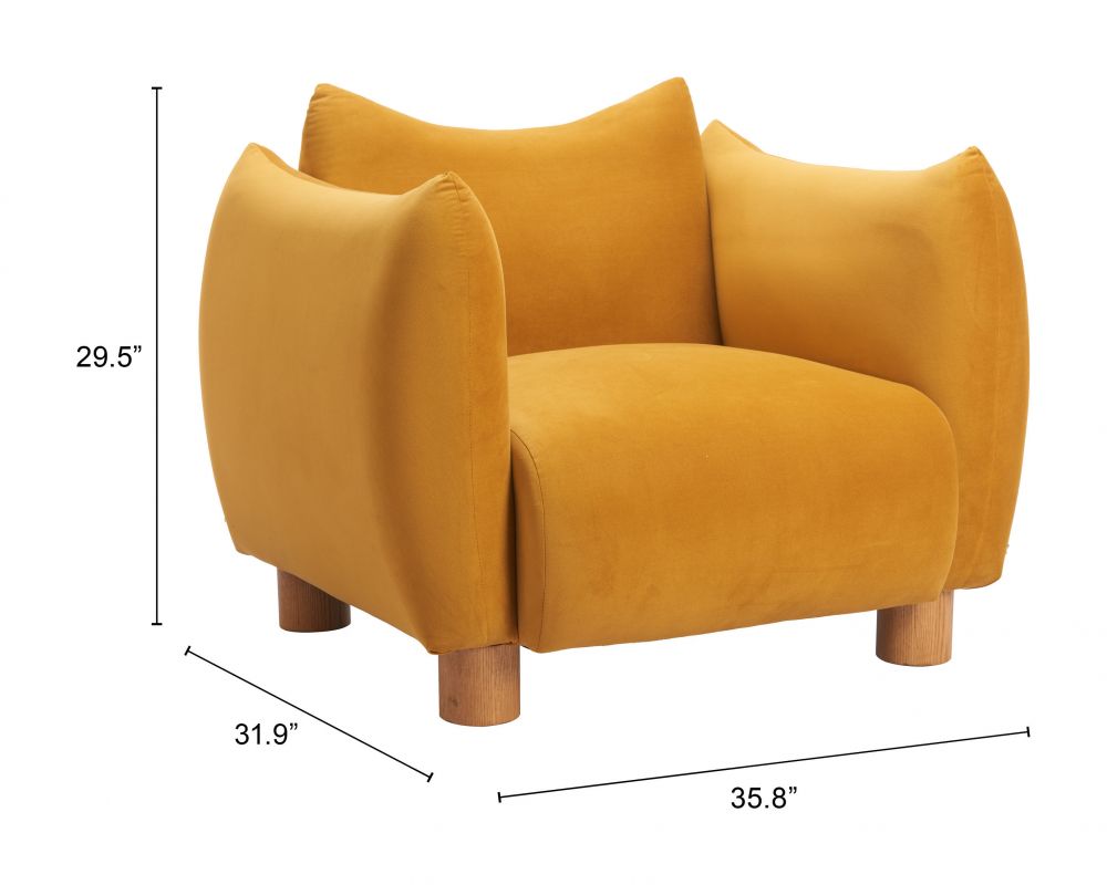 Meia Mustard Velvet Club Chair