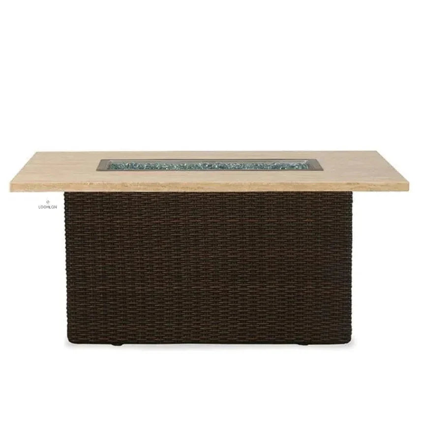 Mesa Rectangular Fire Table Gray Travertine