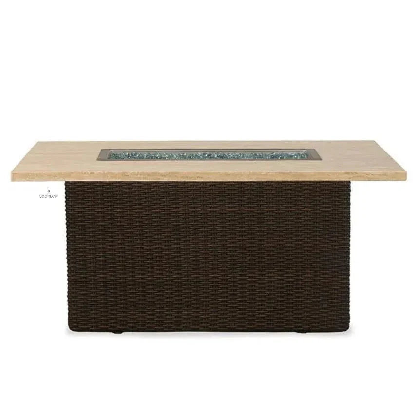 Mesa Rectangular Fire Table Light Travertine