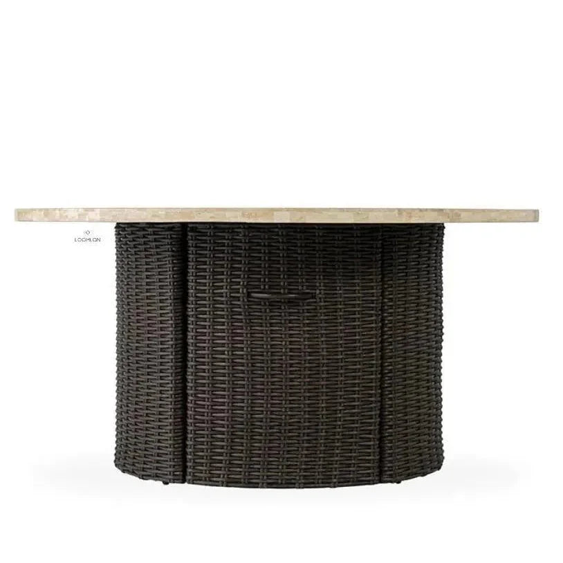 Mesa Round Fire Table Light Travertine  Lloyd Flanders