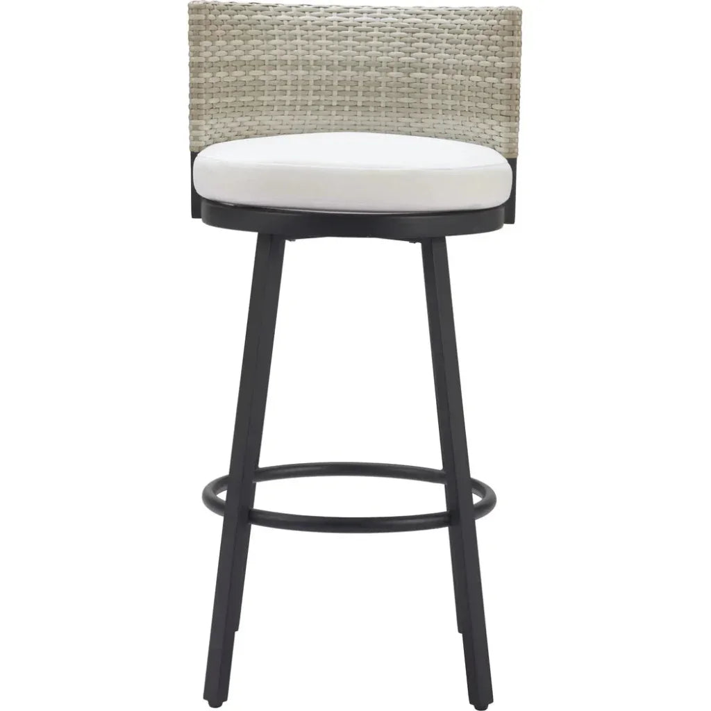 Midnight White Olefin Fabric Barstool