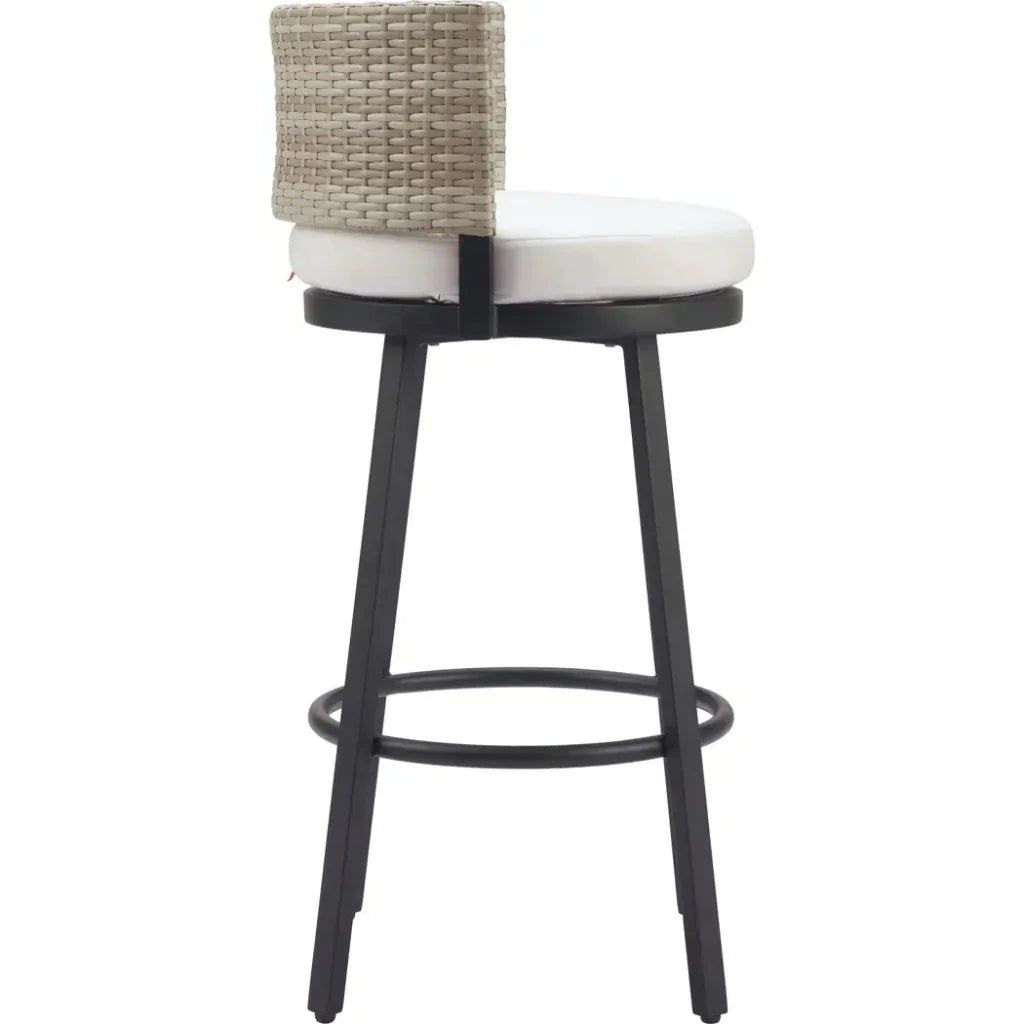 Midnight White Olefin Fabric Barstool
