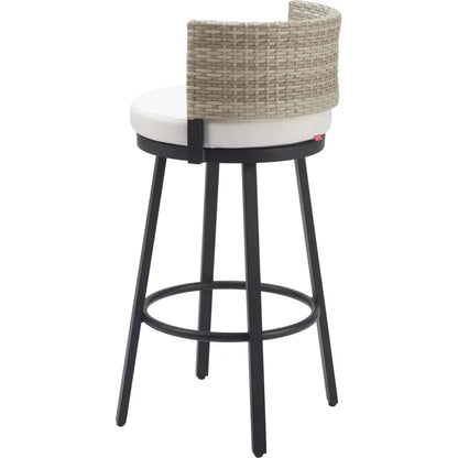 Midnight White Olefin Fabric Barstool