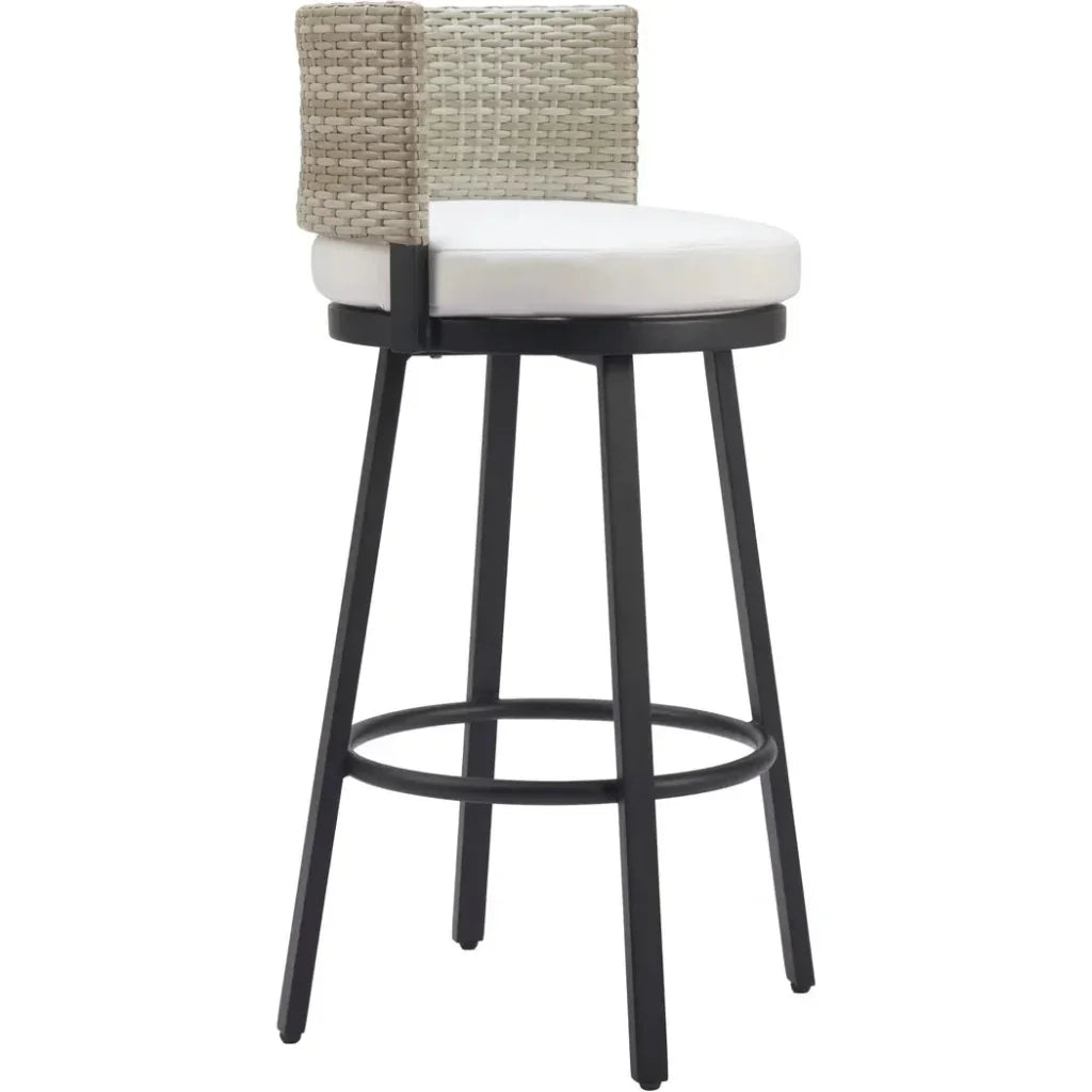 Midnight White Olefin Fabric Barstool