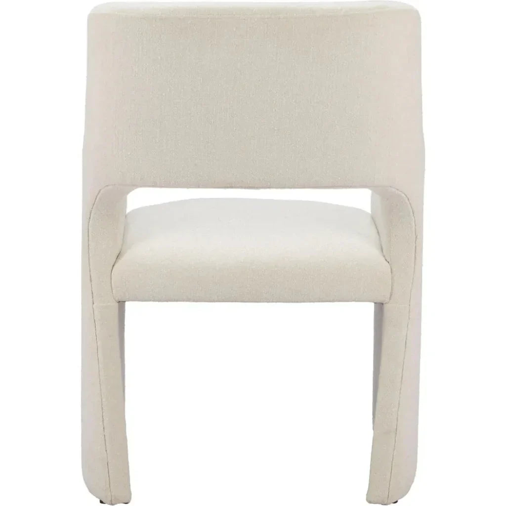Minet Linen and Wood White Dining Arm Chair