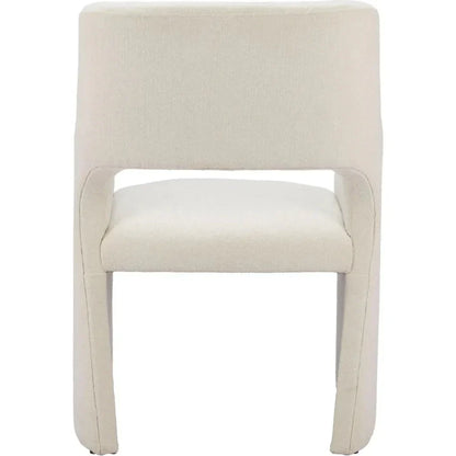 Minet Linen and Wood White Dining Arm Chair