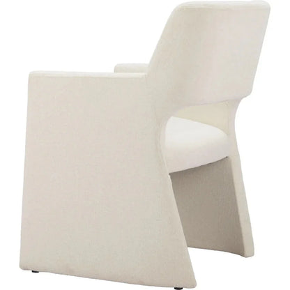 Minet Linen and Wood White Dining Arm Chair