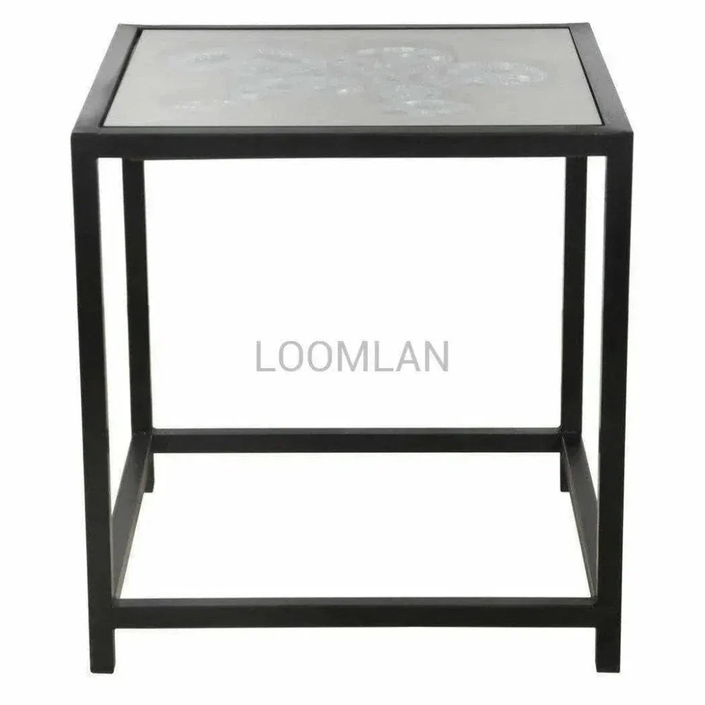 Mirrien Gears Glass Top Side Table