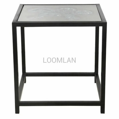 Mirrien Gears Glass Top Side Table