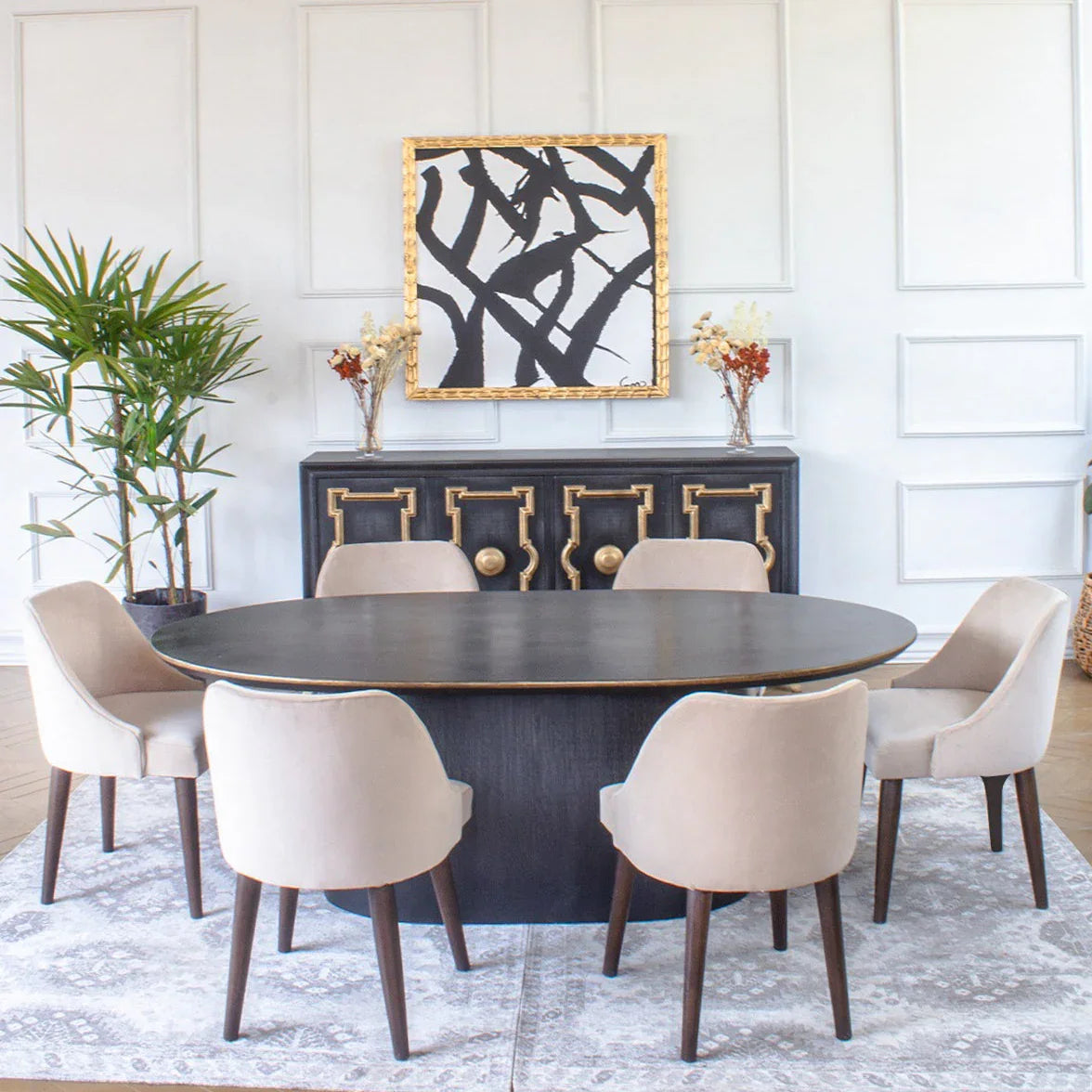 Modern Oval Black Dining Table Michelle