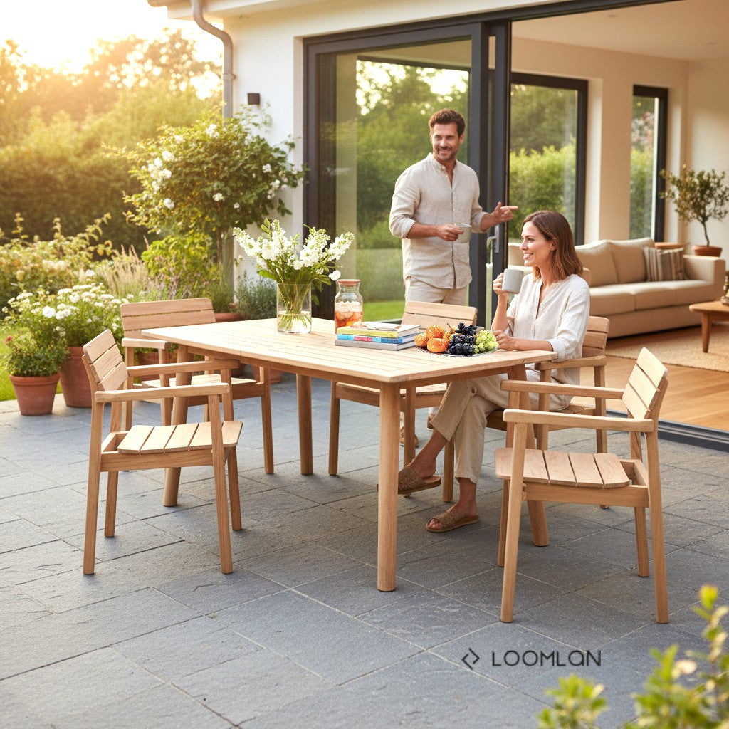 Modurn Teak Stacking Outdoor Dining Armchair 4PC