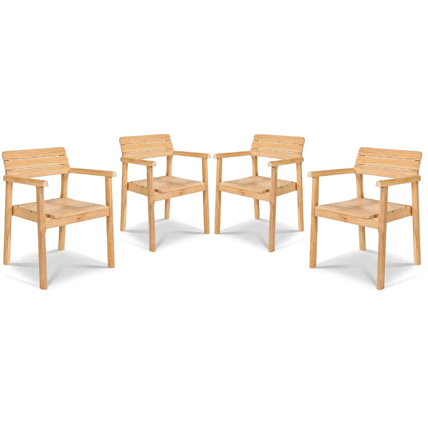 Modurn Teak Stacking Outdoor Dining Armchair 4PC