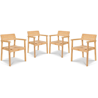 Modurn Teak Stacking Outdoor Dining Armchair 4PC