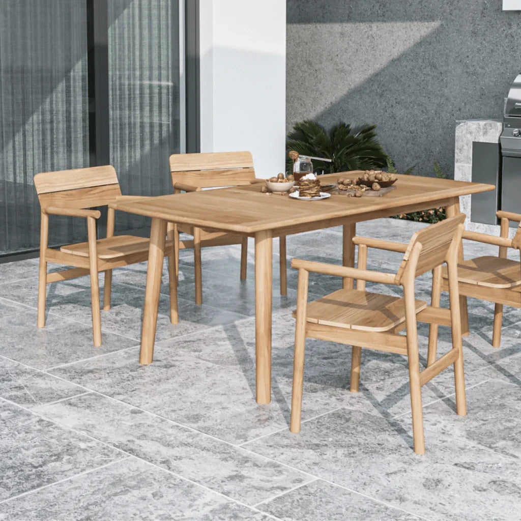 Modurn Teak Patio Rectangular Dining Set 5PC