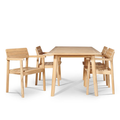 Modurn Teak Patio Rectangular Dining Set 5PC