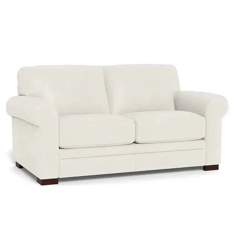Mondern Leather Loveseat With Rolled Arms