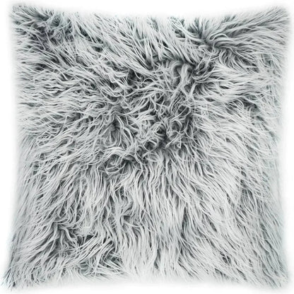 Mongolian Fur Faux Fur Grey Large Throw Pillow Insert