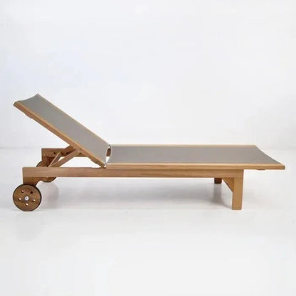 Montauk Teak Outdoor Reclining Sunlounger with Wheels
