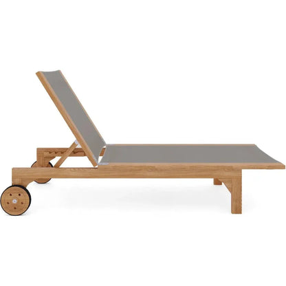 Montauk Teak Outdoor Reclining Sunlounger with Wheels