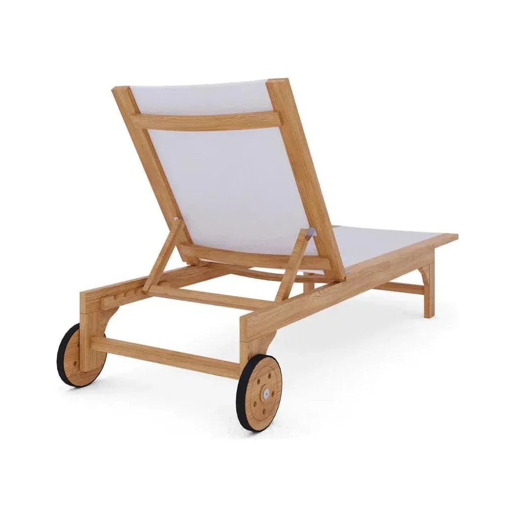 Montauk Teak Outdoor Reclining Sunlounger with Wheels