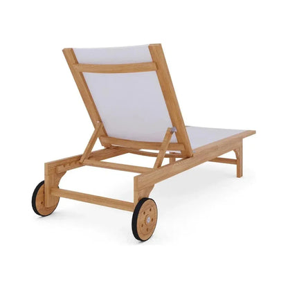Montauk Teak Outdoor Reclining Sunlounger with Wheels