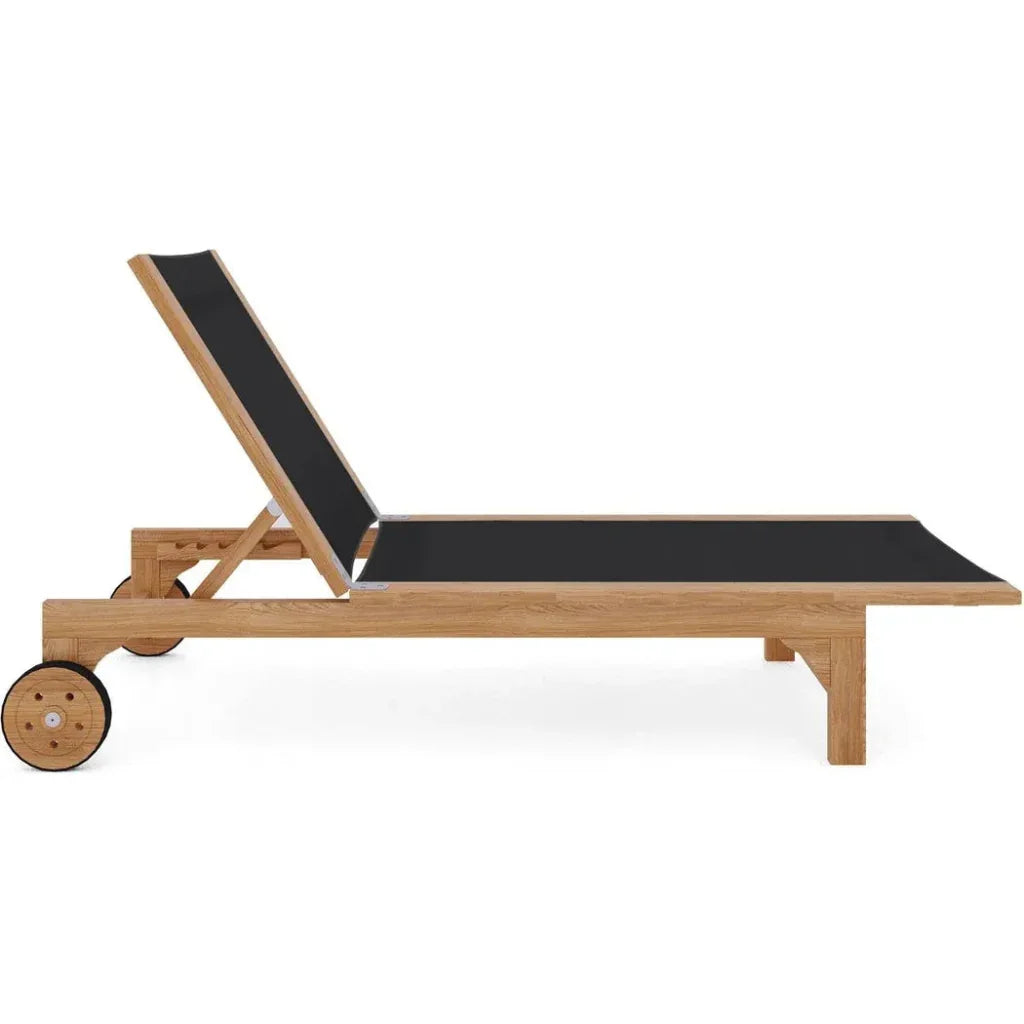 Montauk Teak Outdoor Reclining Sunlounger with Wheels