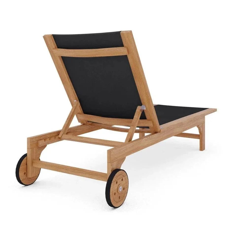Montauk Teak Outdoor Reclining Sunlounger with Wheels