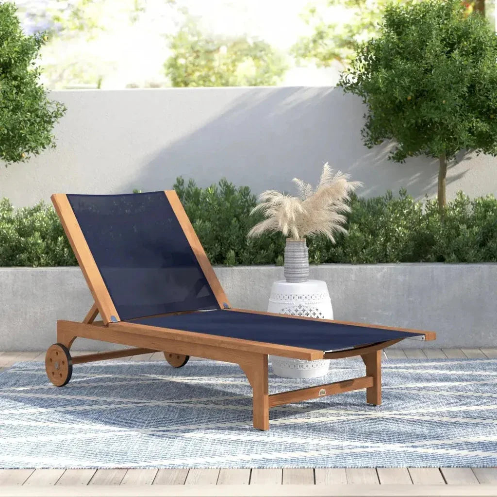 Montauk Teak Outdoor Reclining Sunlounger with Wheels