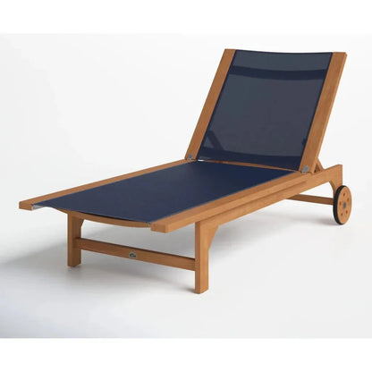 Montauk Teak Outdoor Reclining Sunlounger with Wheels