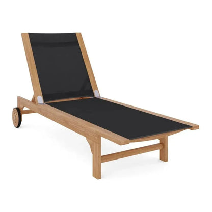 Montauk Teak Outdoor Reclining Sunlounger with Wheels