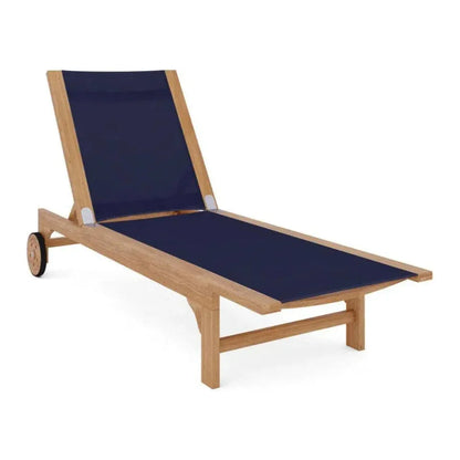 Montauk Teak Outdoor Reclining Sunlounger with Wheels