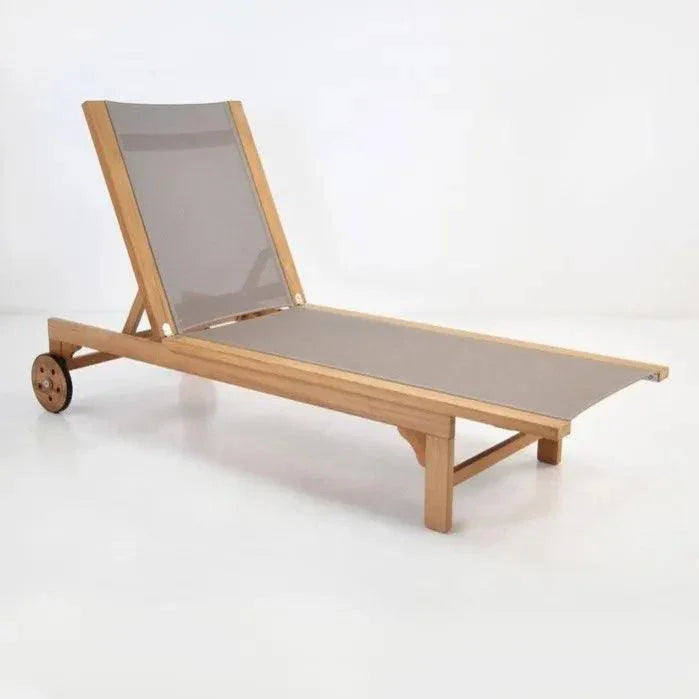 Montauk Teak Outdoor Reclining Sunlounger with Wheels