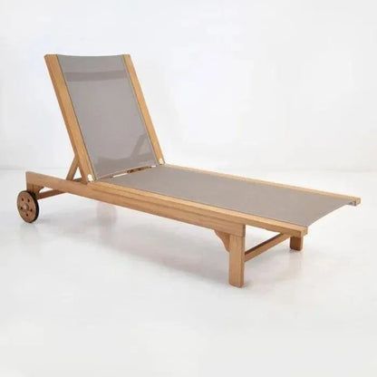 Montauk Teak Outdoor Reclining Sunlounger with Wheels