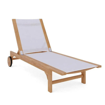 Montauk Teak Outdoor Reclining Sunlounger with Wheels