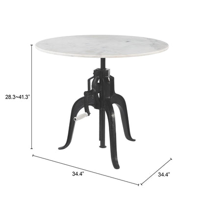 Mufid White Marble Top Round Bistro Table