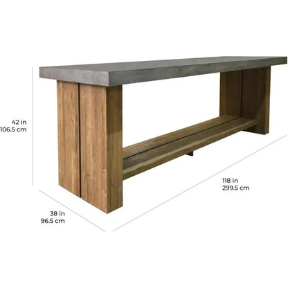 Mykonos Teak & Concrete White Outdoor Bar Table