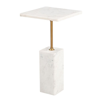 Naht White Marble Top Square Side Table