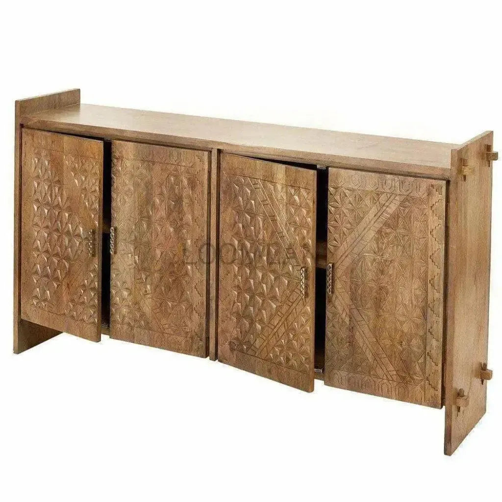 Navira Carved Wooden Two Doors Credenza