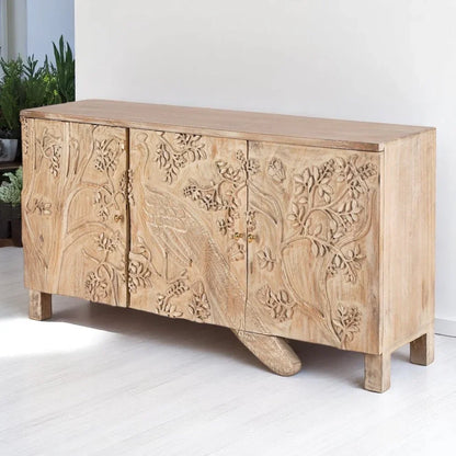 Nayven Peacock Bird Front Doors Sideboard