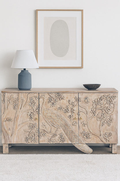 Nayven Peacock Bird Front Doors Sideboard