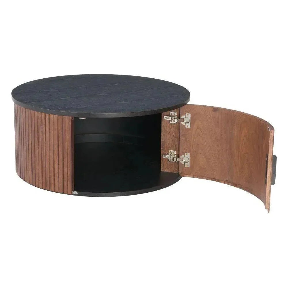 Nejaus Wood Black & Walnut Round Coffee Table