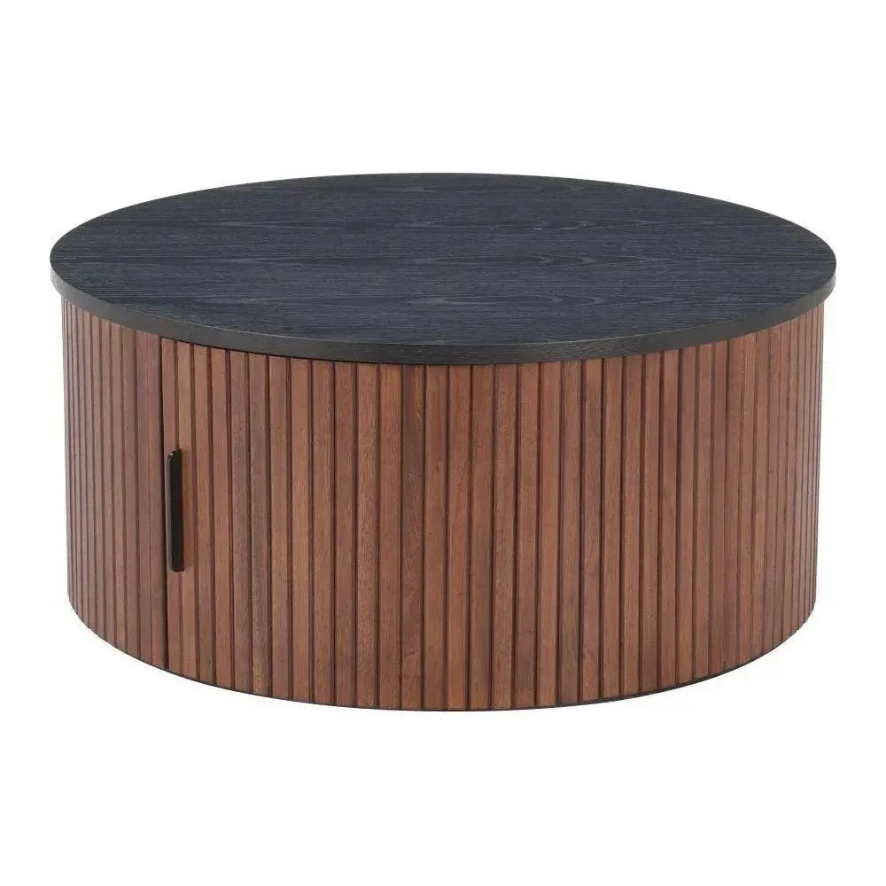 Nejaus Wood Black & Walnut Round Coffee Table
