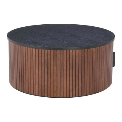 Nejaus Wood Black & Walnut Round Coffee Table