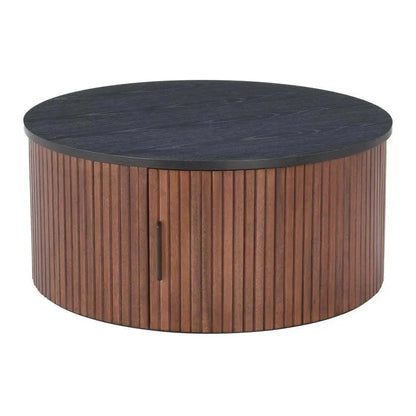 Nejaus Wood Black & Walnut Round Coffee Table
