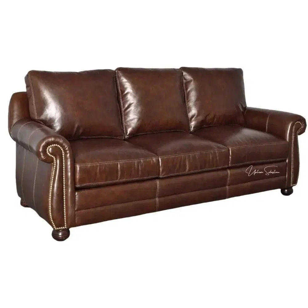 New Comfort American Made Leather Sofa